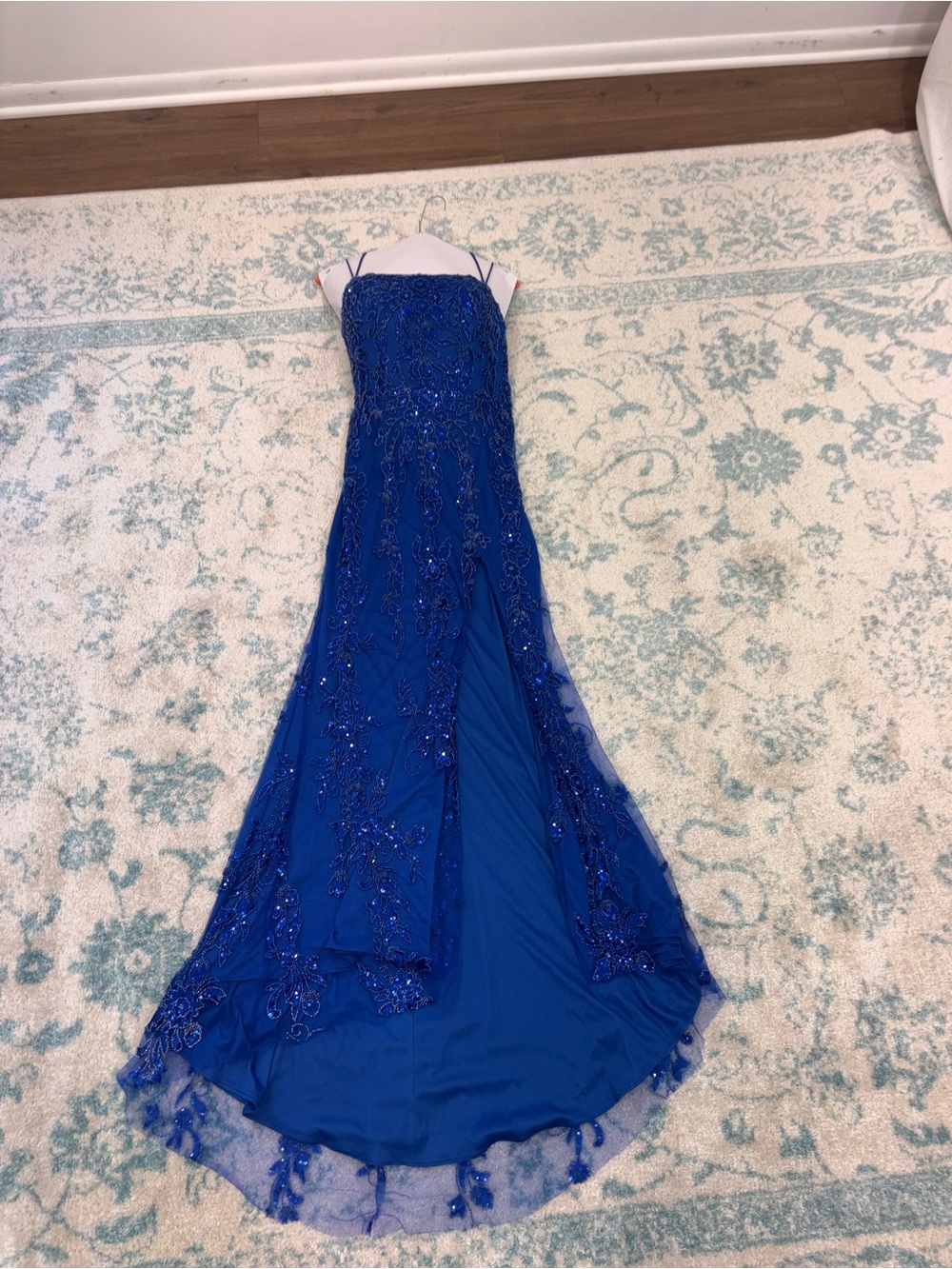 Stacee's Royal Blue Sequin Embellished Strapless Gown